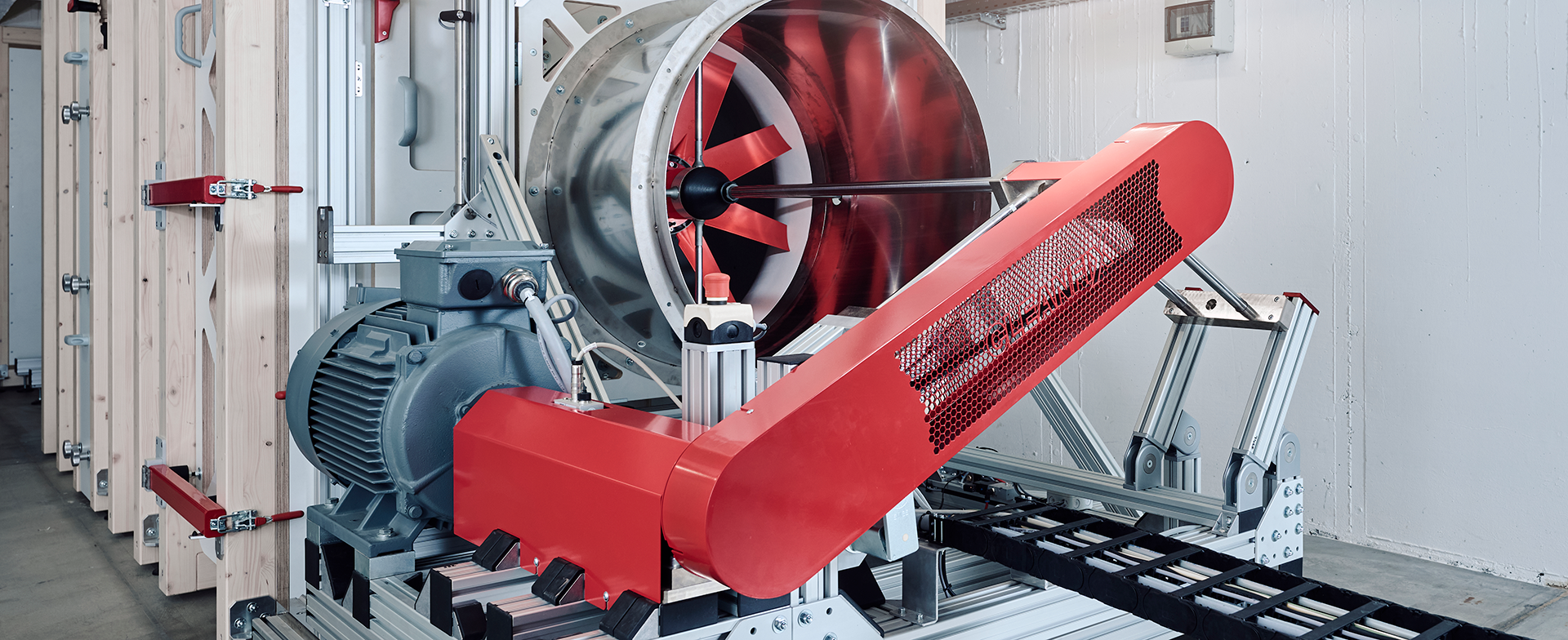 The test chamber for testing reversible fans at Cleanfix.