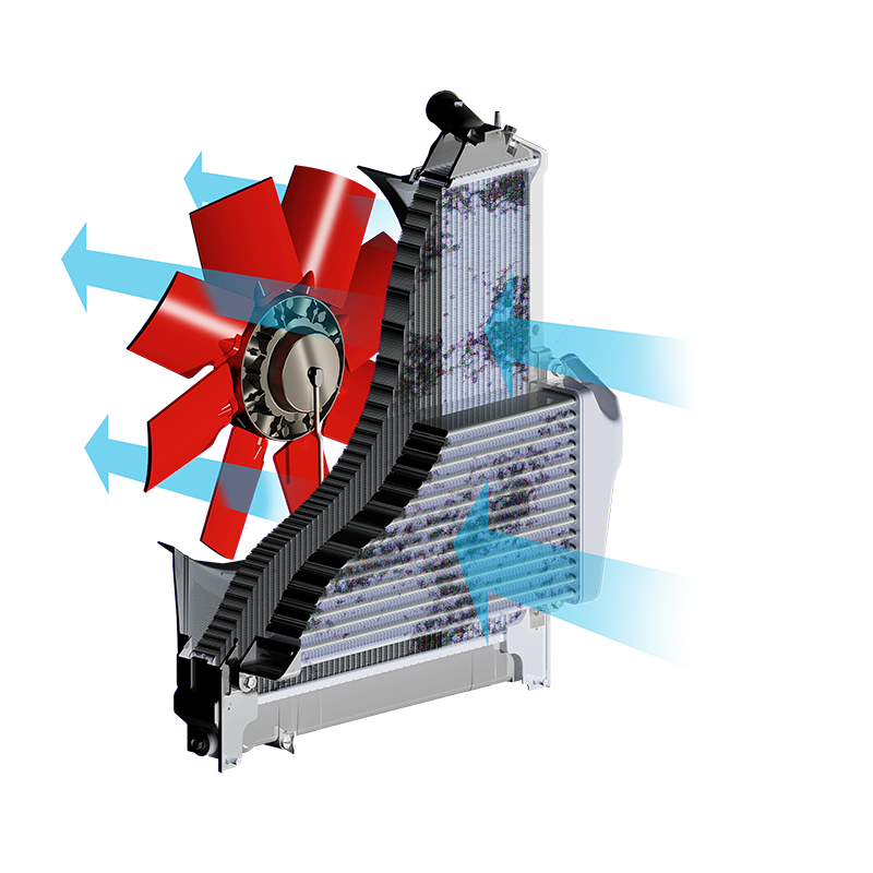 Illustration showing cool air being sucked into a grill.